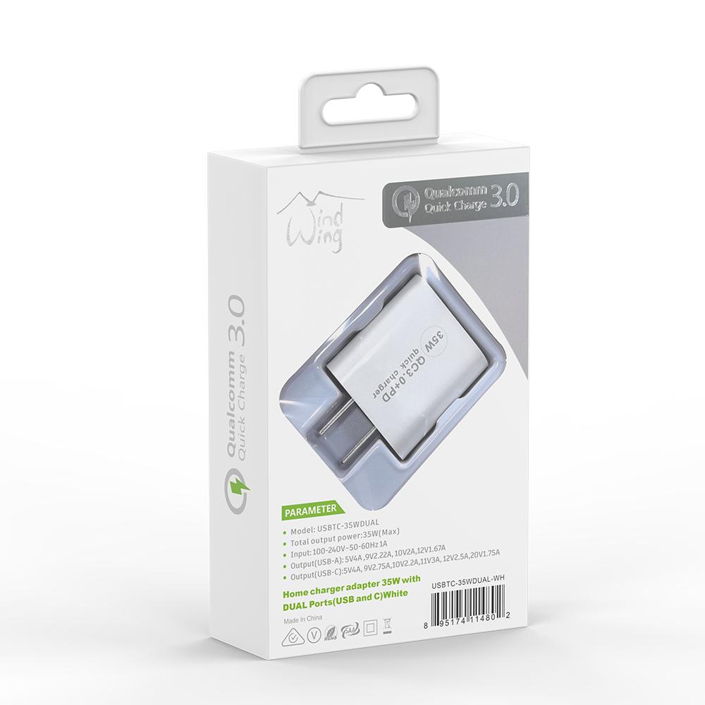 TYPE-C AND USB TRAVEL CHARGER 35W in WHITE, photo 2 of 2