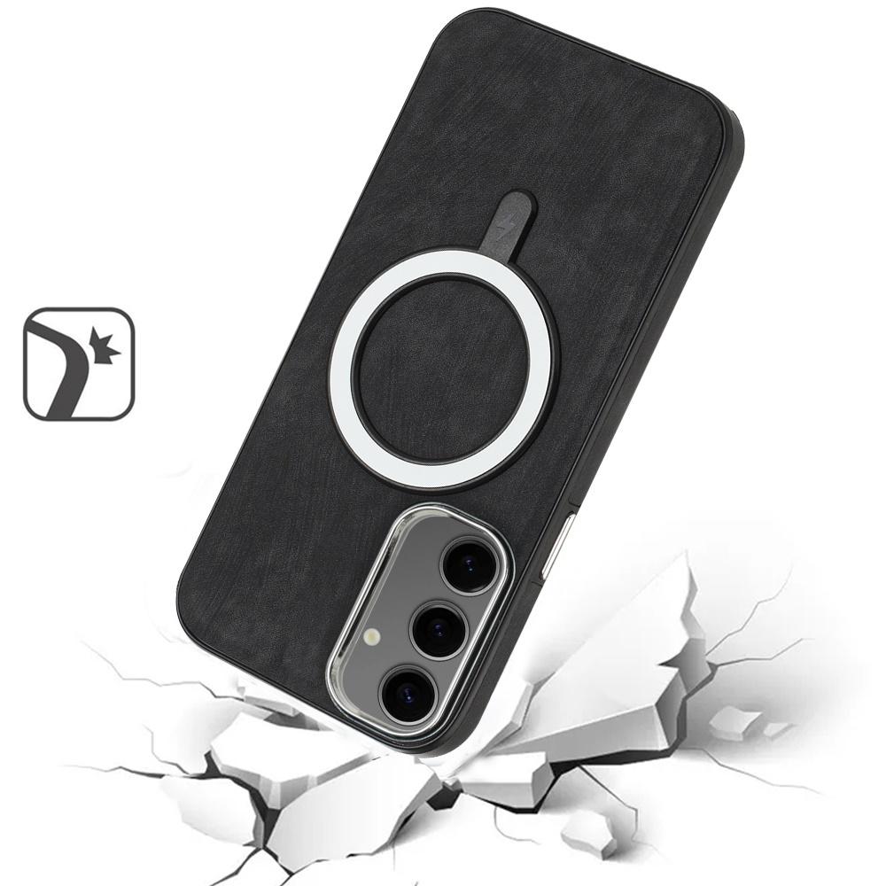 Samsung Galaxy s24 Fashion PU Vegan Chrome Edged Case Cover - Black, photo 3 of 3
