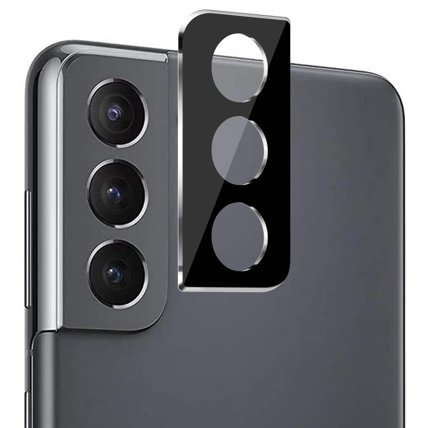 Samsung Galaxy S21/S21 5G Camera Lens Colored Edge Tempered Glass Protector - Black