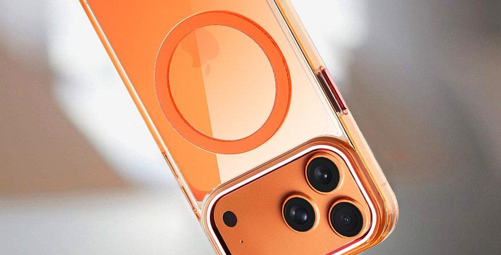 iPhone 17 Pro Max Magnetic Circle Ring Transparent Premium Acrylic Case with Metal Buttons & Camera Raised Lip – Cosmic Orange, photo 3 of 3