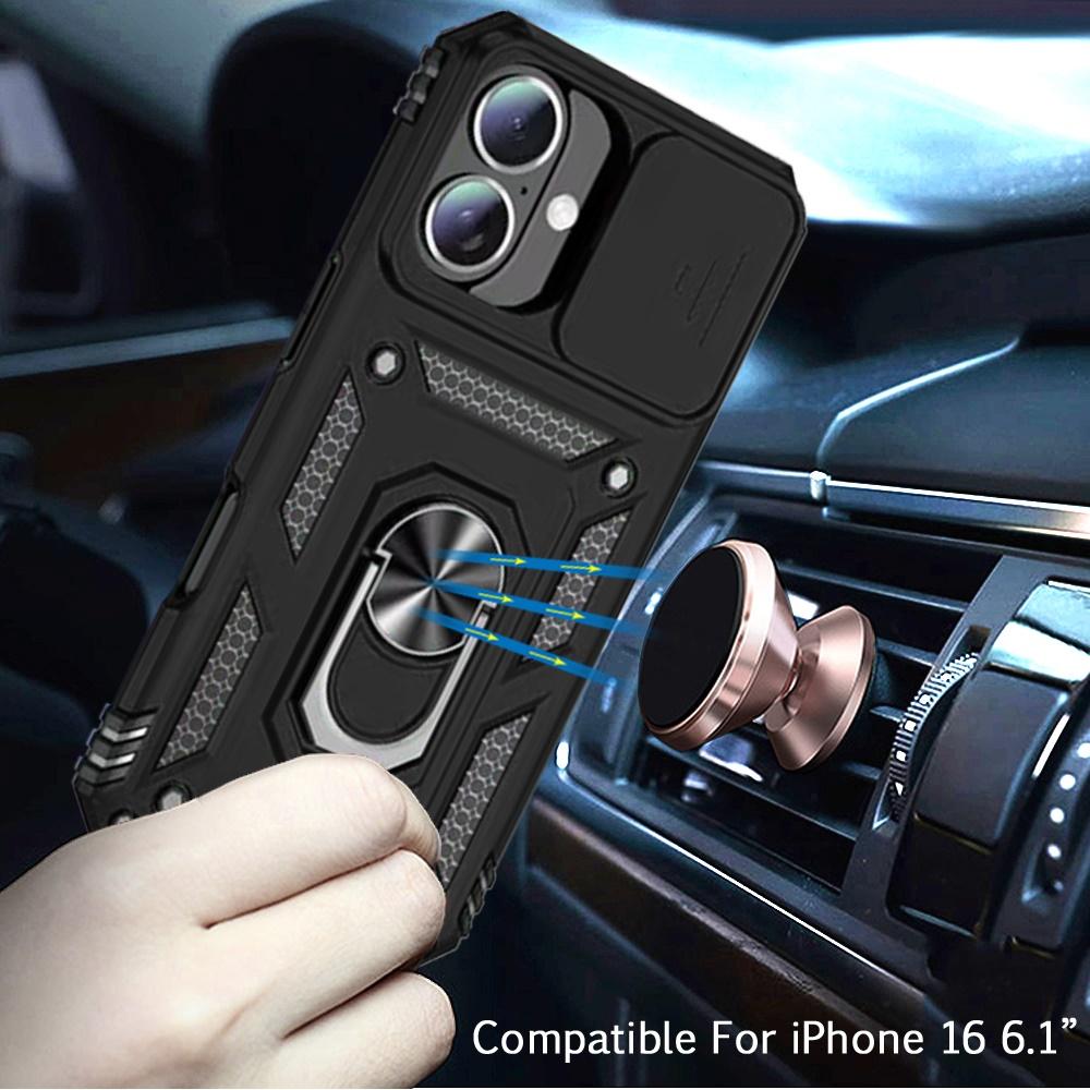 iPhone 16 6.1" Magnetic Ring Stand Case – Full Camera Protection, photo 2 of 7