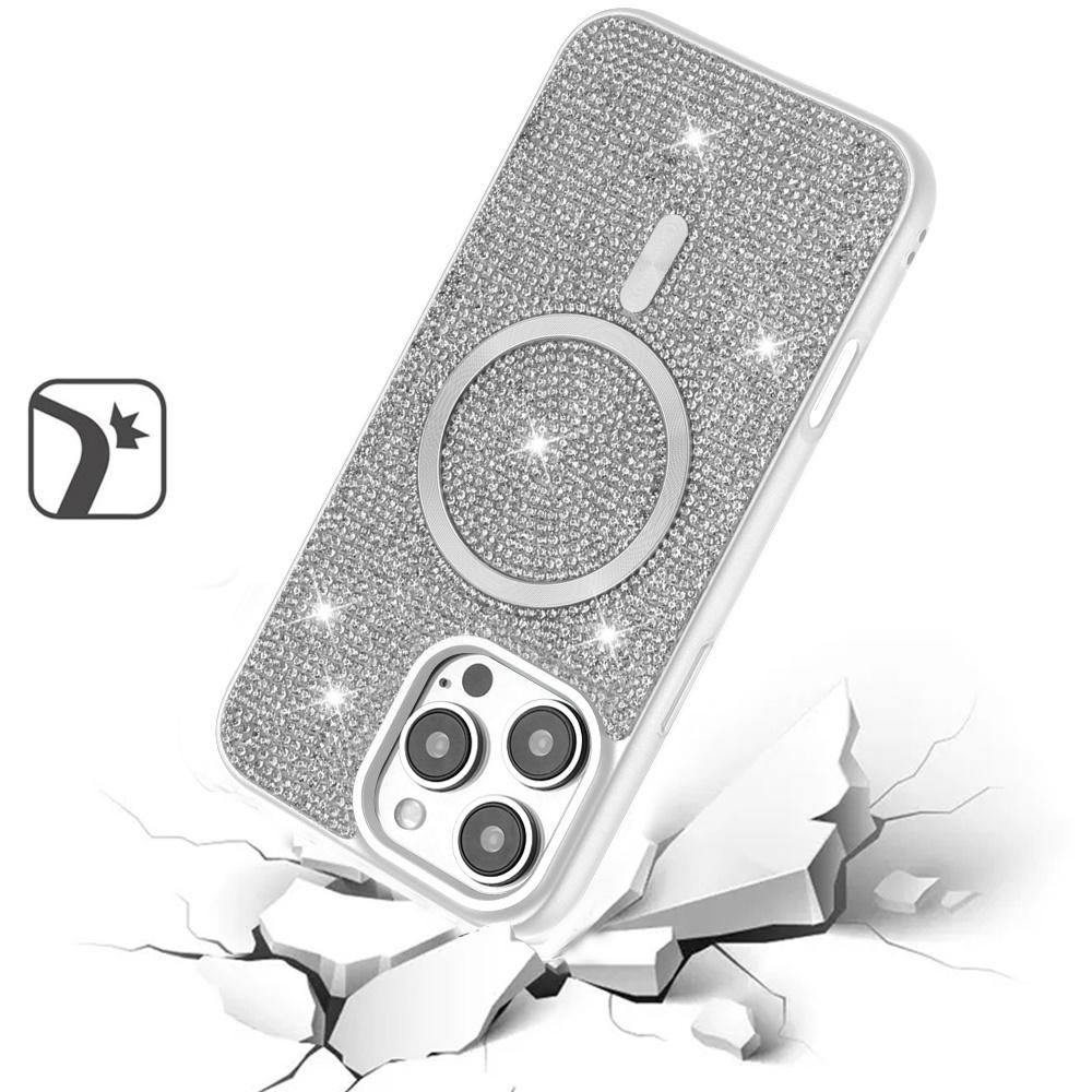 For iPhone 16 Pro 6.3 inch Diamond [Magnetic Circle] with CD Pattern Hybrid - White, photo 3 of 3