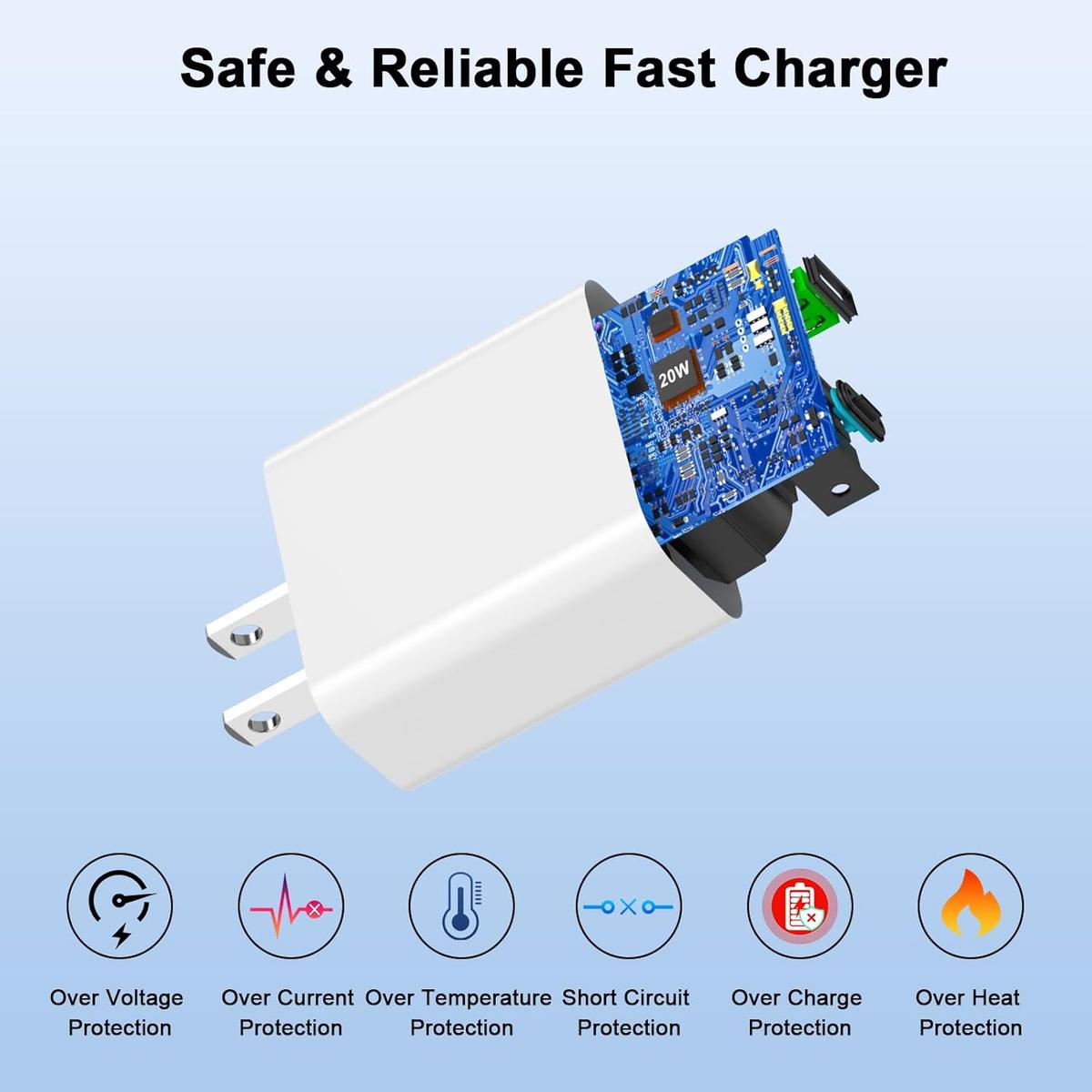 iPhone 16 Charger Fast Charging, 20W Type C Fast Charger Block with 6FT Woven USB C to C Charging Cable Compatible for iPhone 16/16 Plus/16 Pro/16 Pro Max/15/15 Plus/15 Pro/15 Pro Max, photo 4 of 5