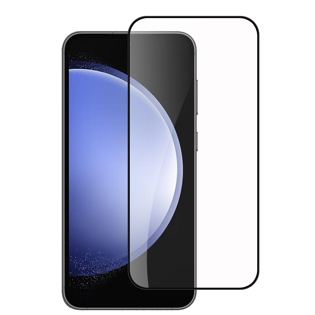 Samsung Galaxy s24 Bulk White Paper Card Package Black edged Tempered Glass (Black)