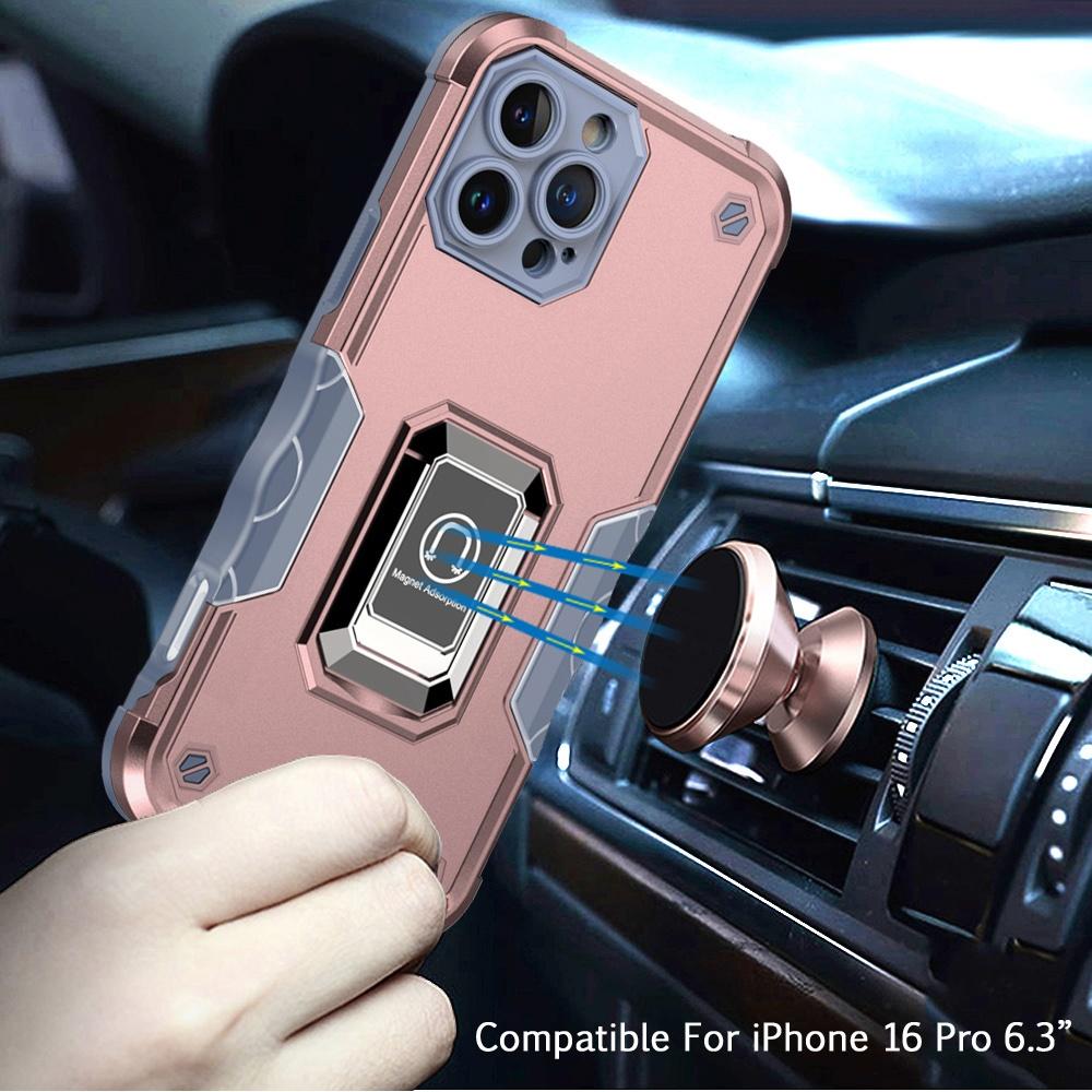 iPhone 16 Pro 6.3" OPTIMUM Magnetic Ring Stand Hybrid Case | Rugged Shockproof Cover with Kickstand & Car Mount Support, photo 6 of 9