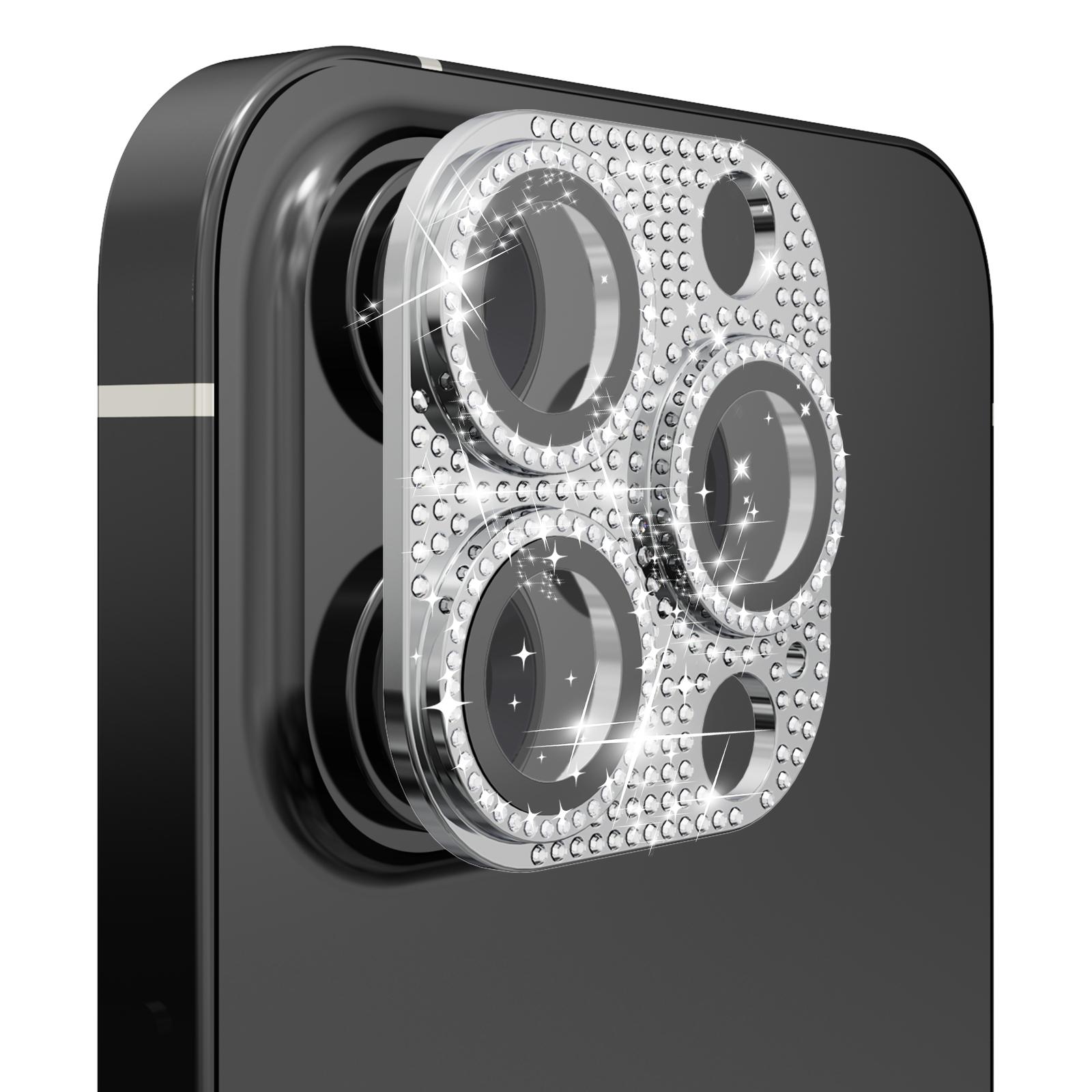 Apple iPhone 12 Pro Diamond Bling Camera Lens Full Tempered Glass - Silver
