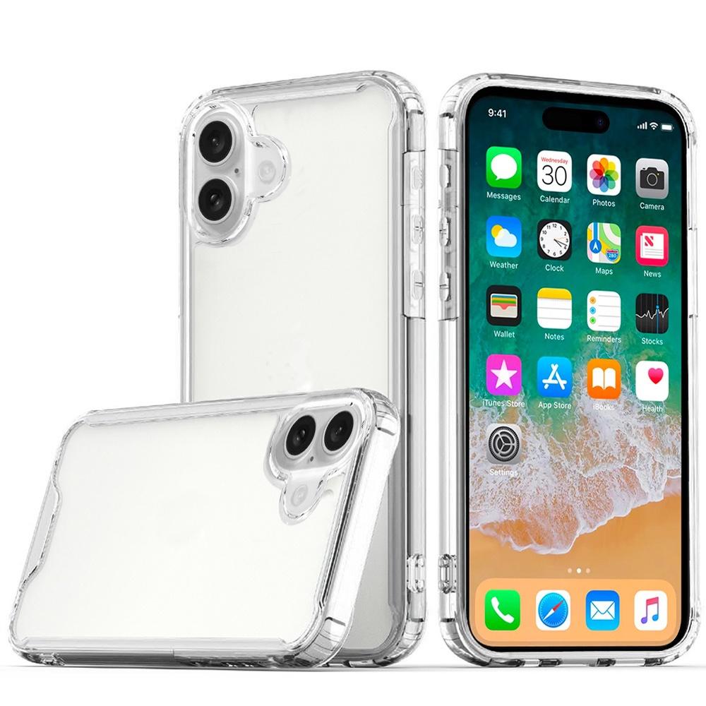 For iPhone 16 Plus 6.7 inch Colored Shockproof Transparent Hard PC TPU Hybrid Case Cover