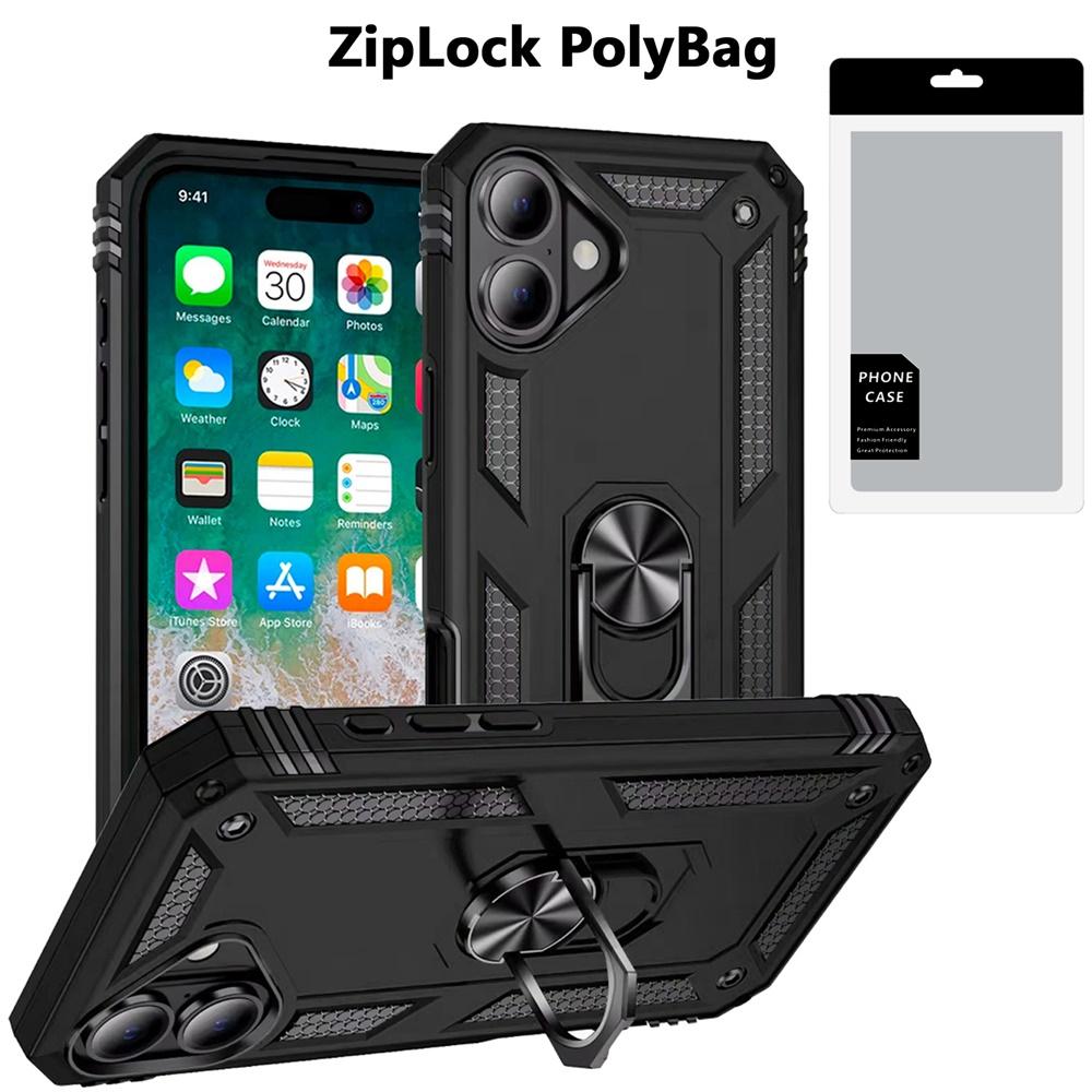 iPhone 16 Plus 6.7" Hybrid Case – Magnetic Ring Kickstand