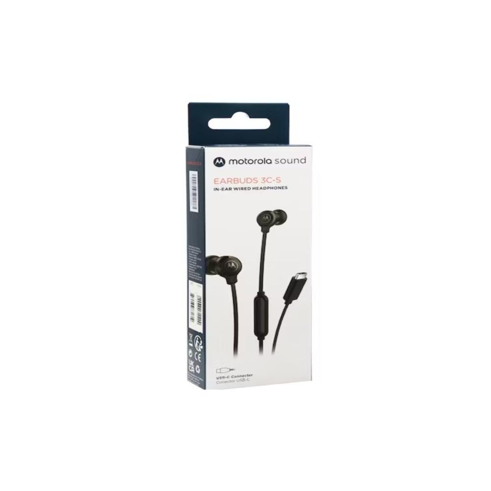 Motorola Earbuds 3C-S Wired Earbuds with Microphone - Corded in-Ear Headphones, Comfortable Lightweight Silicone Ear Buds, Non-Tangle Flat Cable, USB-C Cord, Clear Bass Sound