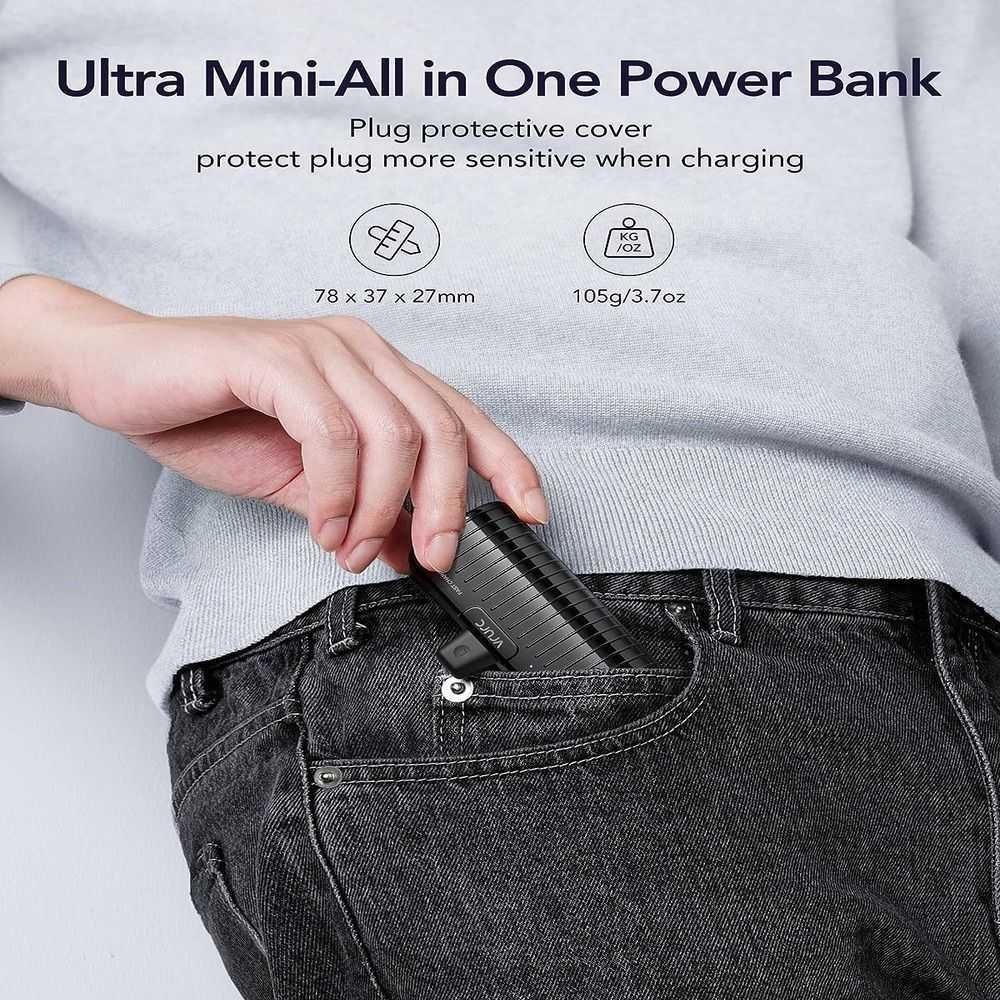 VRURC USB C Portable Charger, 5000mAh Mini Power Bank Fast Charging,PD 20W Charging Bank Compatible with iPhone 15,15 Pro,15Pro Max, Samsung Galaxy,Note 20/10/9/8,Google Pixel,Android etc (Black) (LANE B RACK 6 TOP SHELF), photo 9 of 9