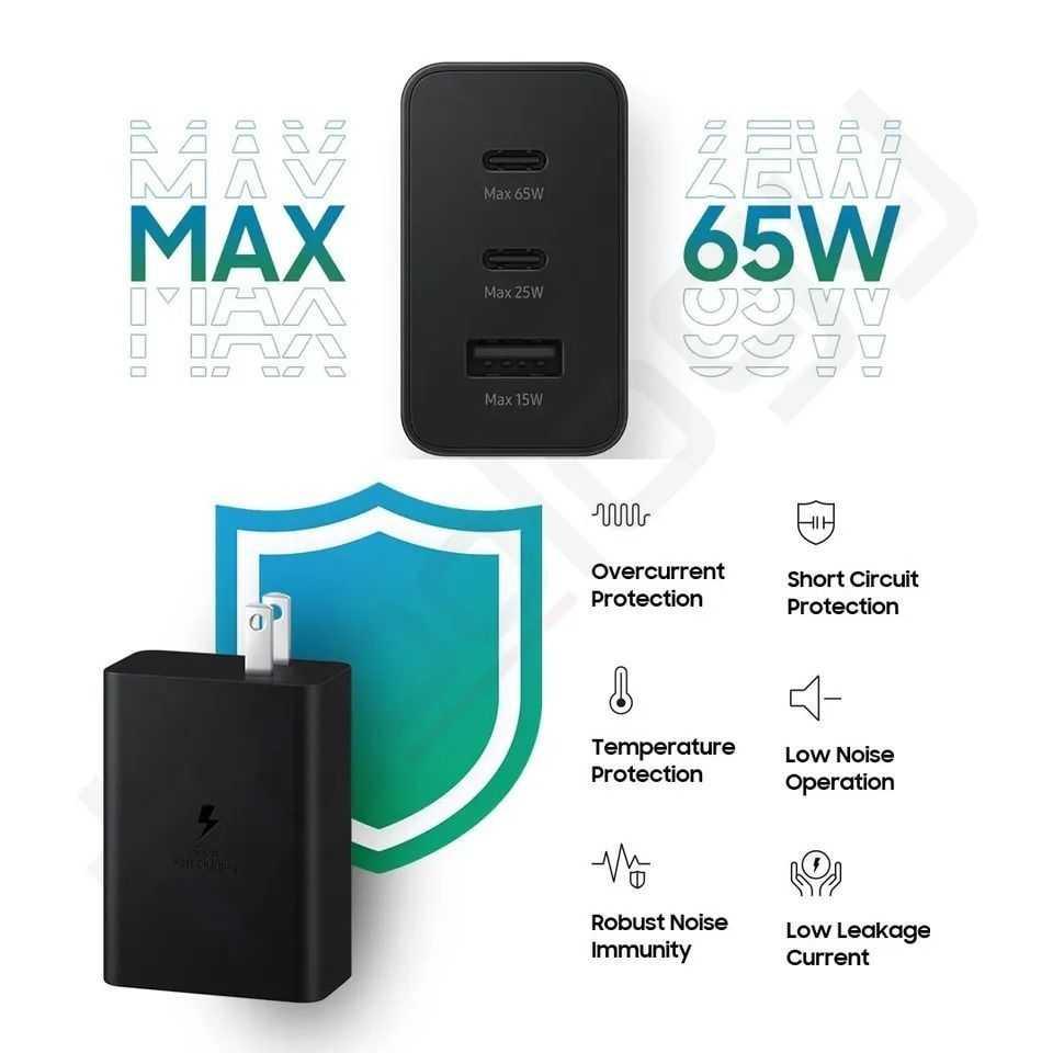 Samsung 65W PD 3.0 Trio Power Adapter Super Fast Charging Wall Charger, photo 4 of 4