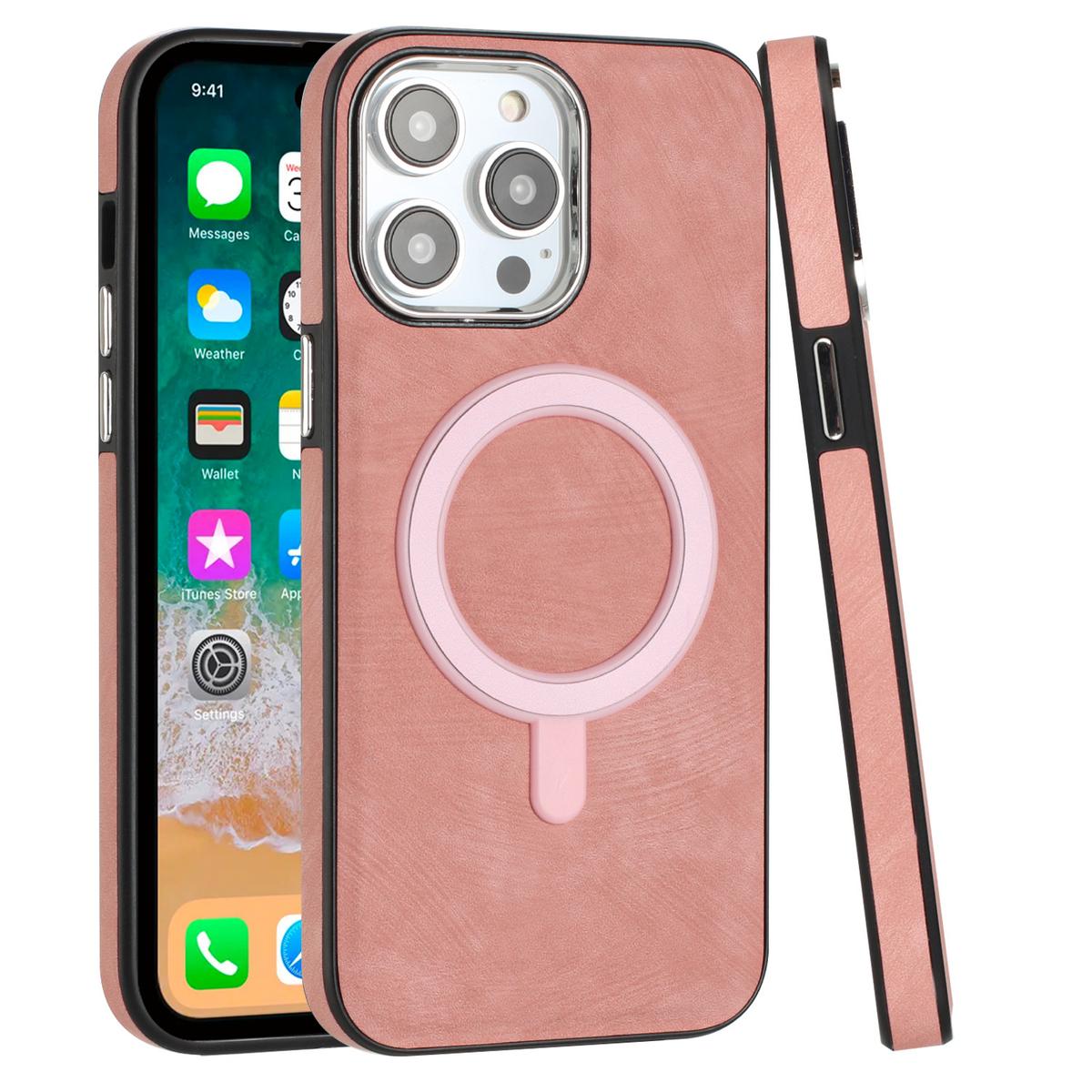 iPhone 12 Pro Max 6.7 Fashion Chrome Edged Magnetic PU Leather Hybrid Case with Camera Ring, photo 6 of 7