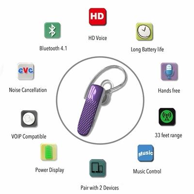 In Ear Mono Bluetooth Earpieces with Microphone and Music 618M in Purple, photo 5 of 7