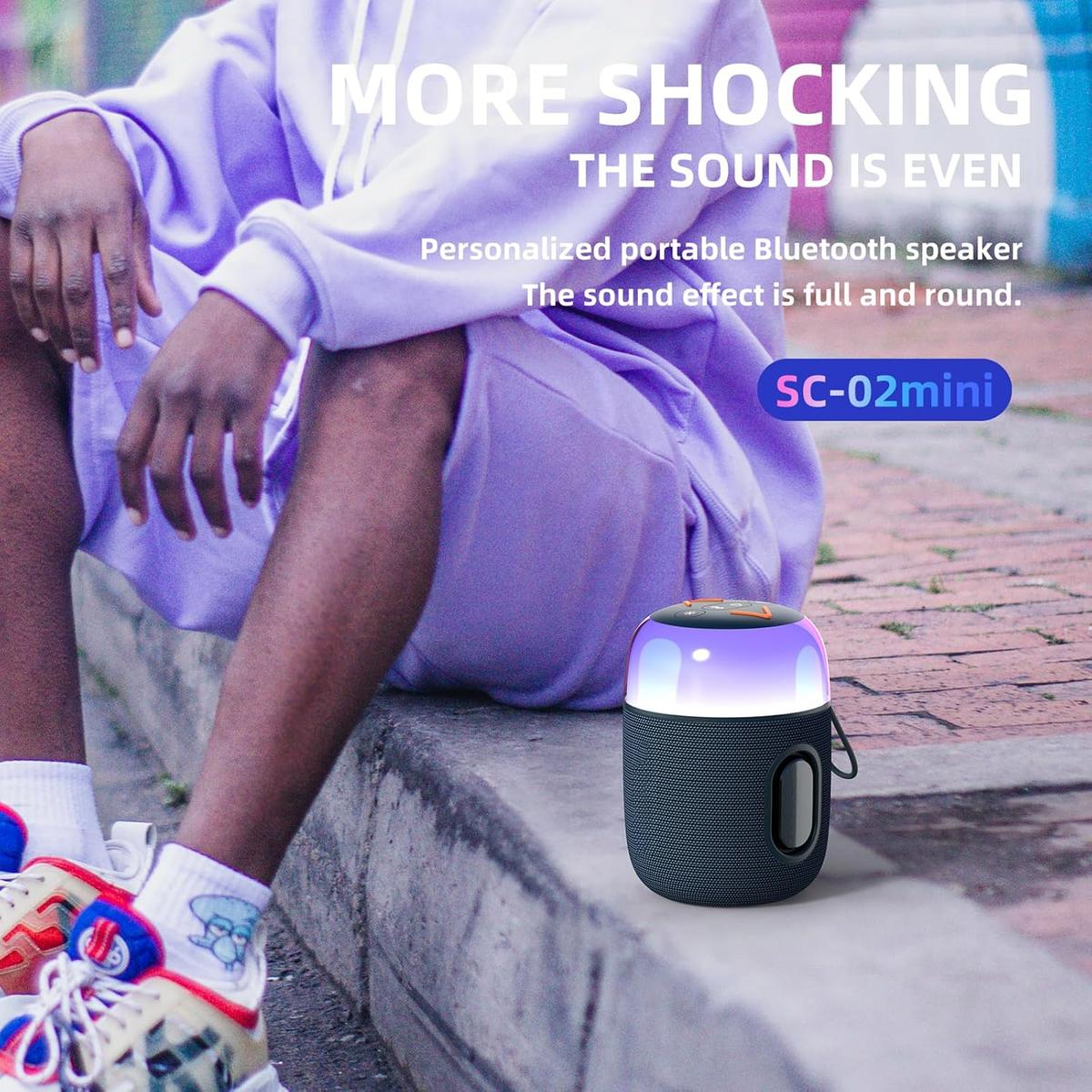 Hopestar Series SC02-mini - Portable Wireless Bluetooth Speaker with RGB Lights 360° Surround Stereo Bluetooth V5.3 Speakers for Party Outdoor and Room, photo 3 of 5