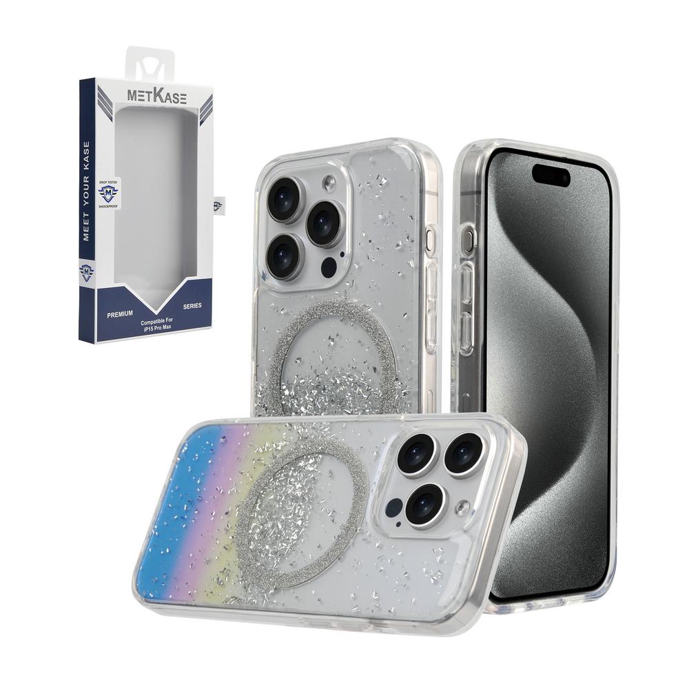 METKASE Glitter Transparent Shockproof MagSafe Case for iPhone 15 Pro, photo 3 of 10