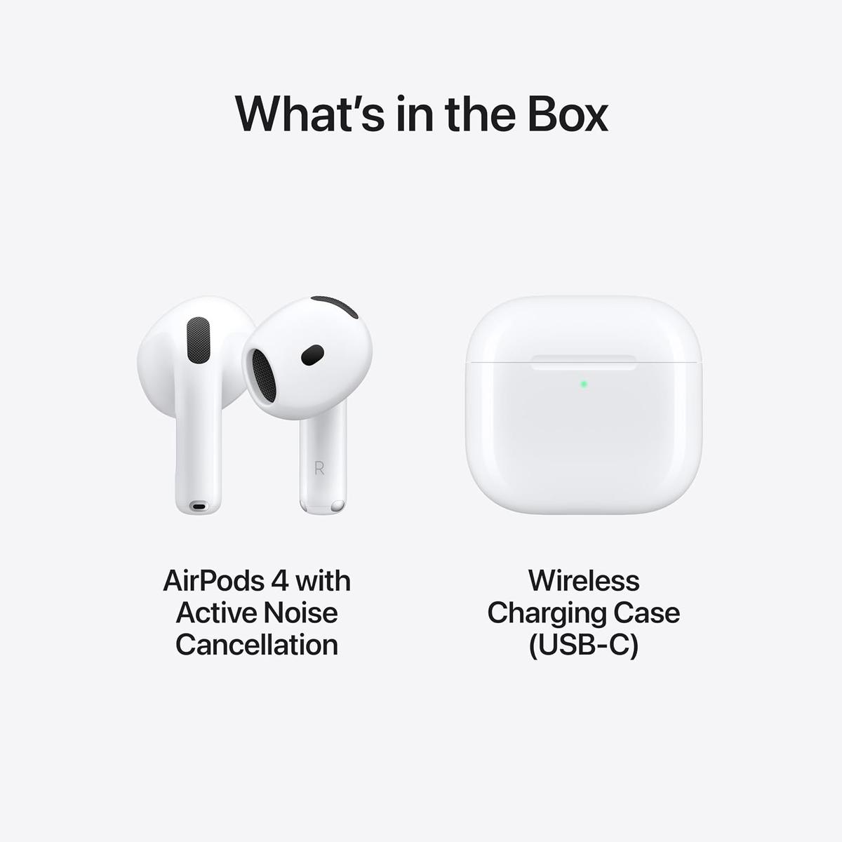 Apple AirPods 4 Wireless Earbuds with Active Noise Cancellation Bluetooth Headphones, Transparency Mode, Personalized Spatial Audio, USB-C Charging Case, Wireless Charging, H2 Chip, photo 5 of 5