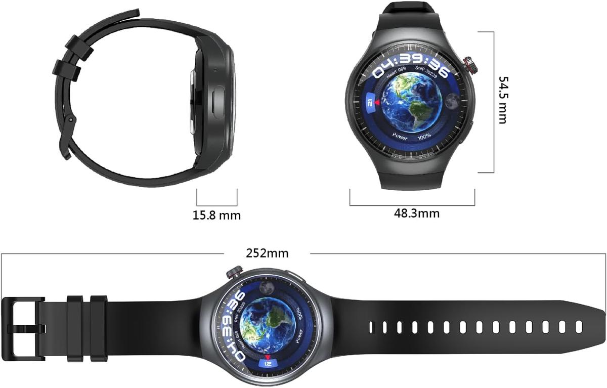 JW4 PRO+ 4G LTE Smartwatch Phone Built in GPS for Men Women, 2GB RAM 16GB ROM, Android 8.1, 1.43'' AMOLED Round Screen Fitness Sport Watch, WiFi/Call/Message/SIM/APP Store, photo 8 of 8