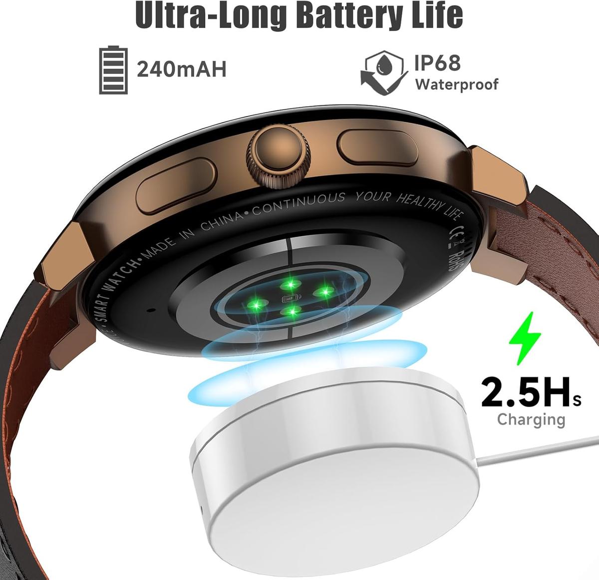aigo Smart Watch for Men Women, Bluetooth Calling, Health Fitness Tracker with Heart Rate, Sleep Monitoring, 1.73" HD Screen IP68 Waterproof Watches for Android iOS Phones, photo 7 of 7