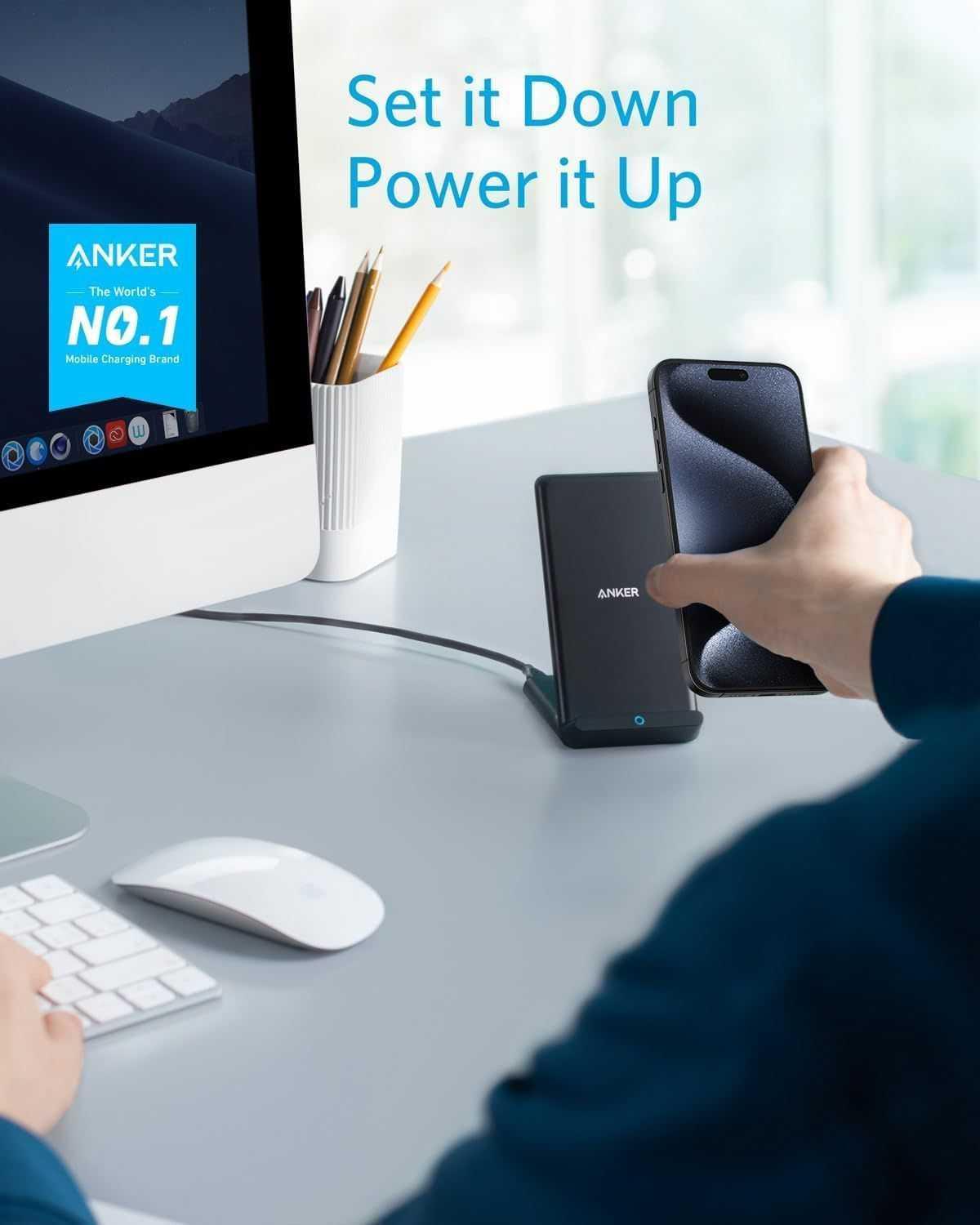 Anker 313 Wireless Charger (Stand), Qi-Certified for iPhone 15/15 Pro/15 Pro Max/14/14 Pro Max, 10W Fast-Charging Galaxy S20, S10, photo 2 of 2