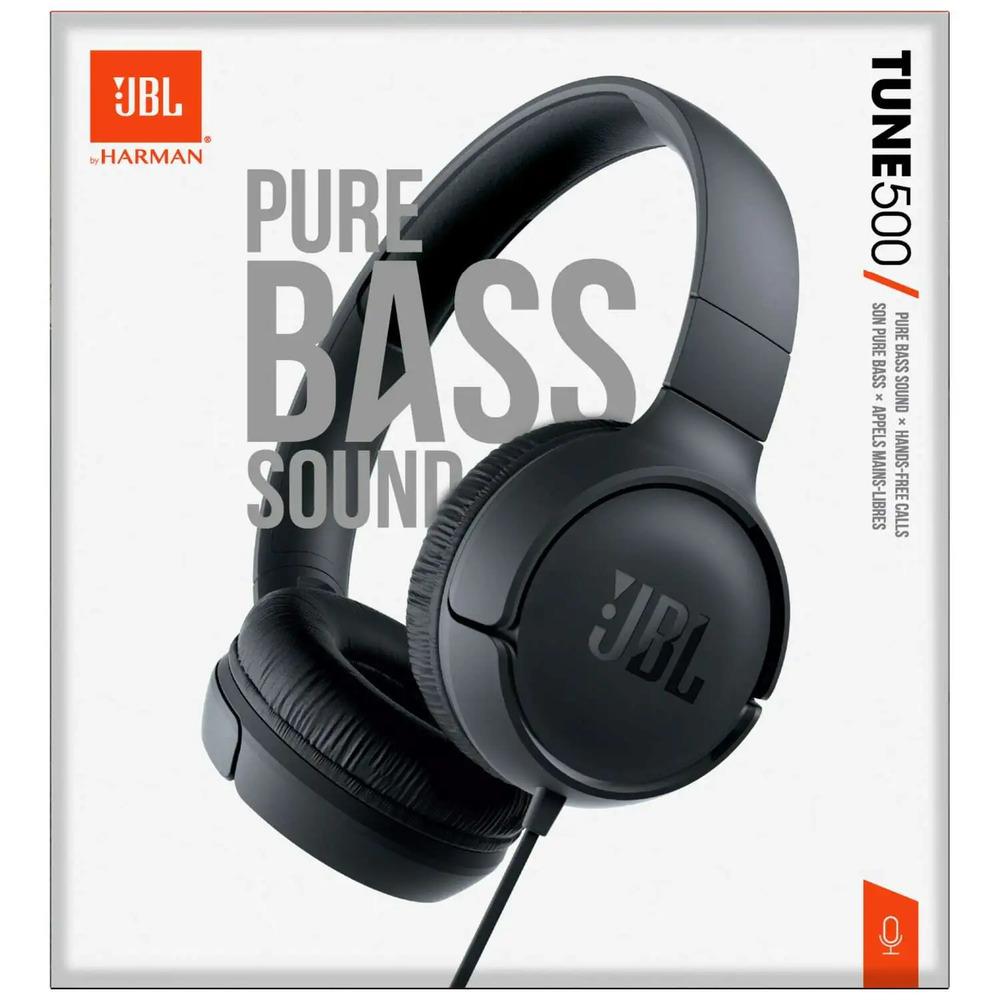 JBL TUNE 500 - Wired On-Ear Headphones - Black