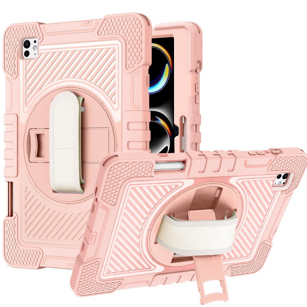 Apple iPad Pro 13inch 2024 3in1 Multi-Functional Tablet Case for Hand, Shoulder, Pencil & Stand - Rose Gold