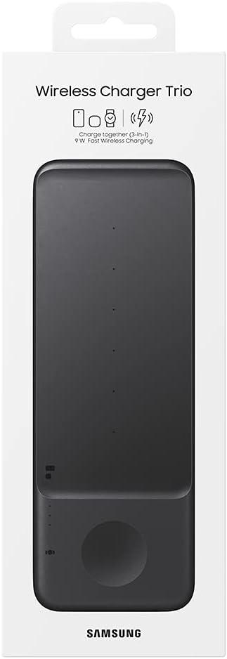 Samsung Electronics Wireless Charger Trio, Qi Compatible - Charge up to 3 Devices at Once for Galaxy Phones, Buds, Watches, and Apple iPhone Devices (Black)