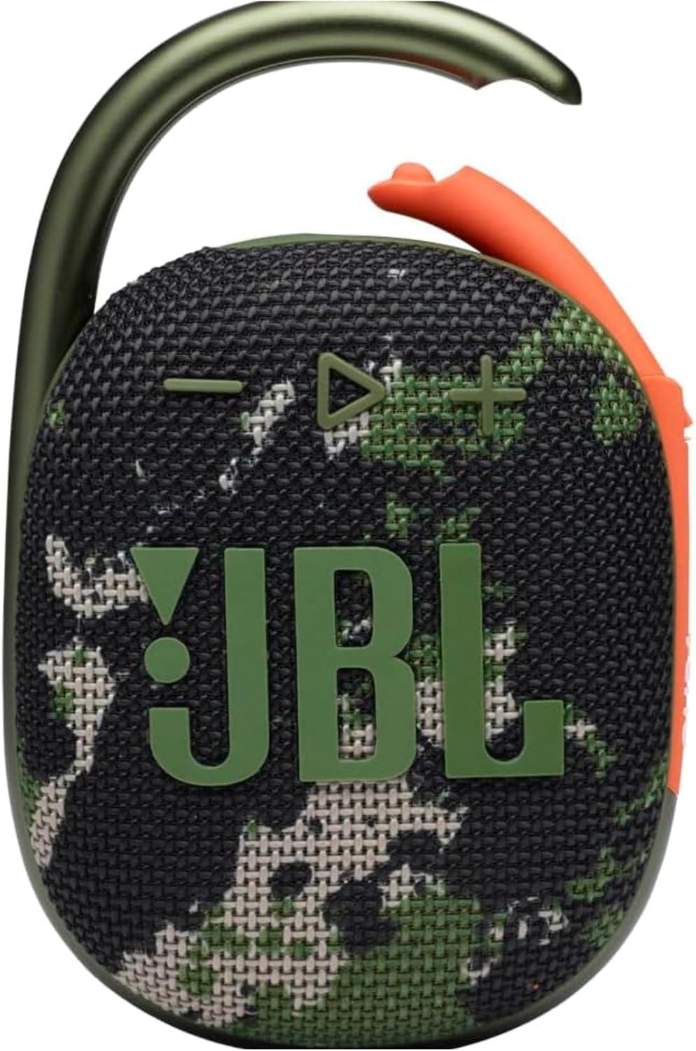 JBL Clip 4 - Portable Mini Bluetooth Speaker, big audio and punchy bass, integrated carabiner, IP67 waterproof and dustproof, 10 hours of playtime, speaker for home, outdoor and travel (Squad)