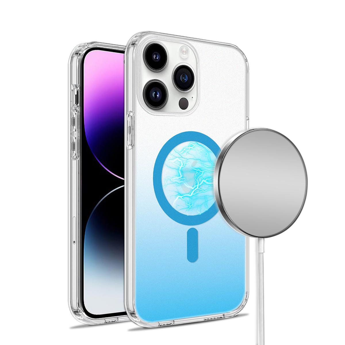 iPhone 14 PRO 6.1" Greatest Clear Acrylic [Magnetic Circle] Tough Shockproof Hybrid Case with Metal Buttons – Heavy-Duty & MagSafe Compatible