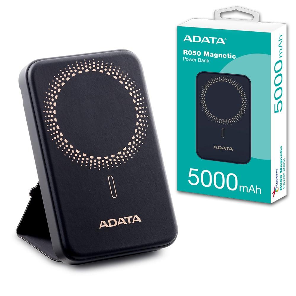 Adata UL Certified R050 Foldable 5,000mAh QC/PD 20W Magnetic Wireless Charging Power Bank - Black