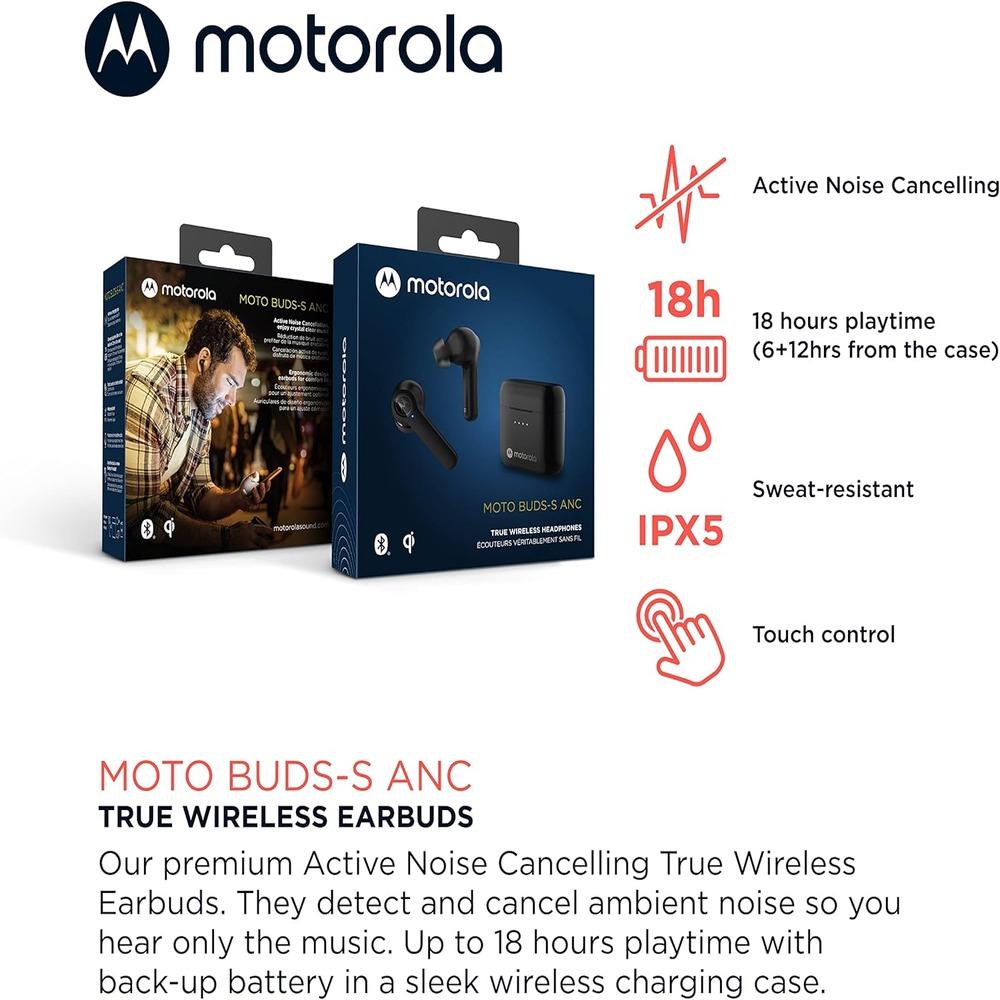 Motorola Moto Buds‑S ANC – True Wireless Earbuds with ANC, IPX5, Touch Controls