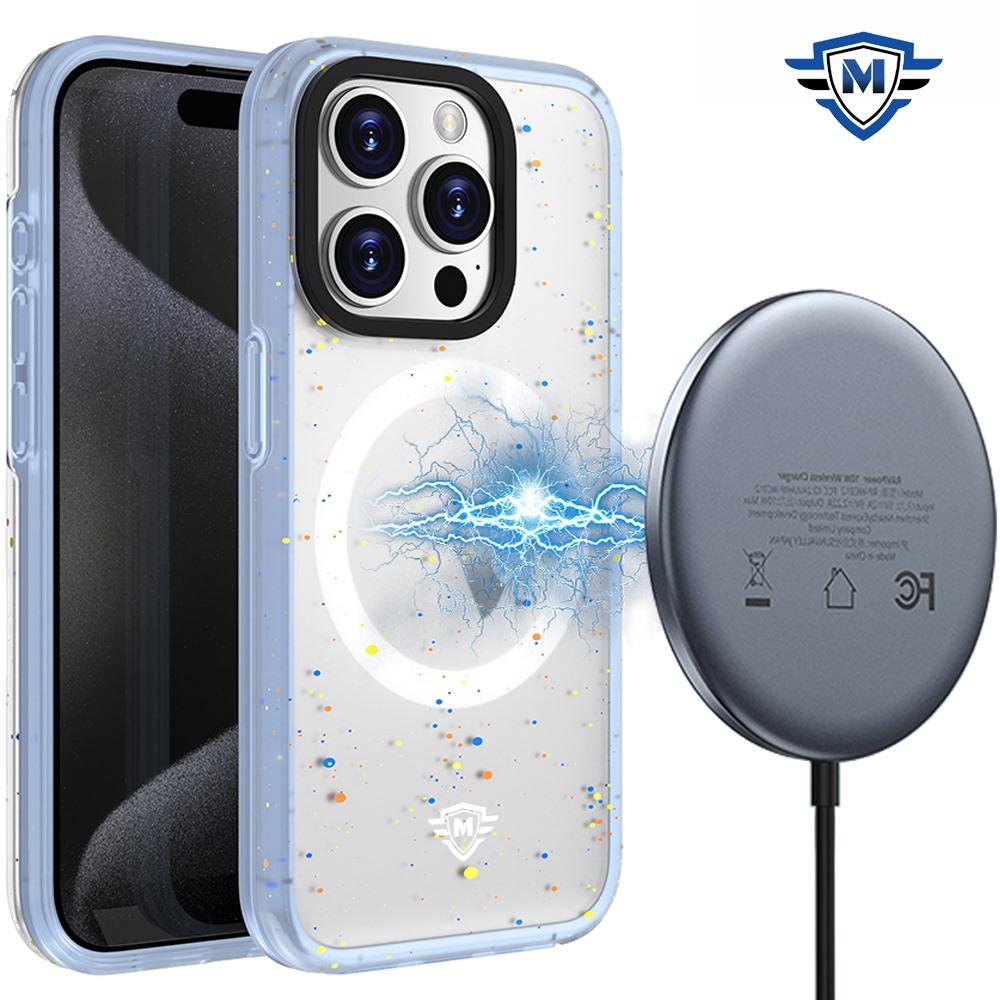 iPhone 15 METKASE Iridescent Spots [Magnetic Circle] Hybrid - Blue+iridescent Spots