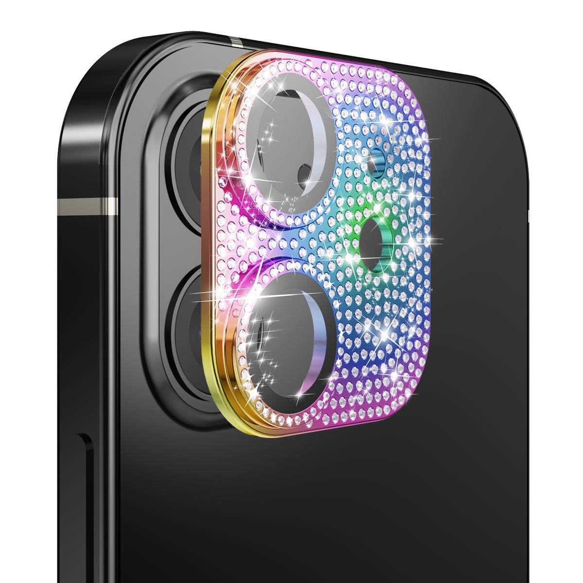 Apple iPhone 11/12 mini Diamond Bling Camera Lens Full Tempered Glass - Mixed Color
