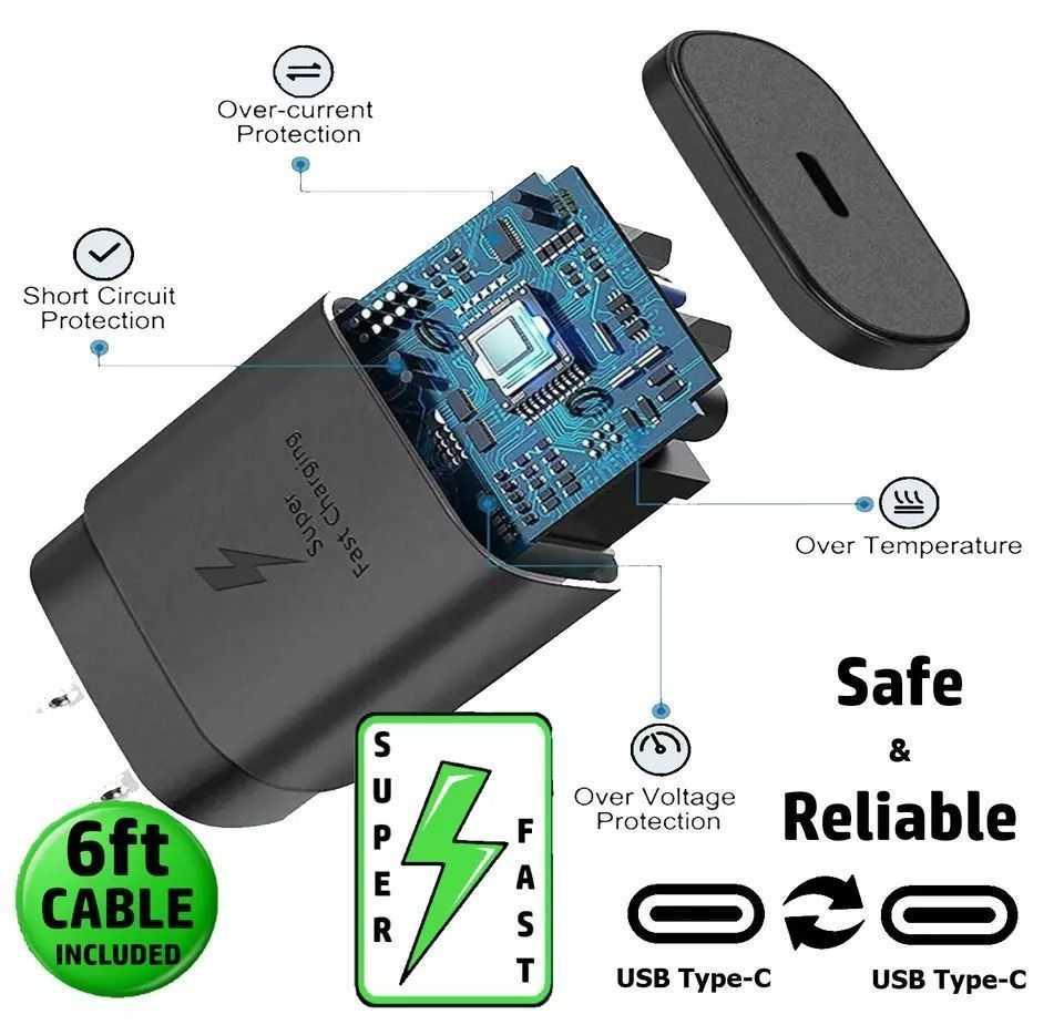 25w Type USB-C Super Fast Wall Charger+6FT Cable FOR Samsung Galaxy S23 S22 S21, photo 3 of 3