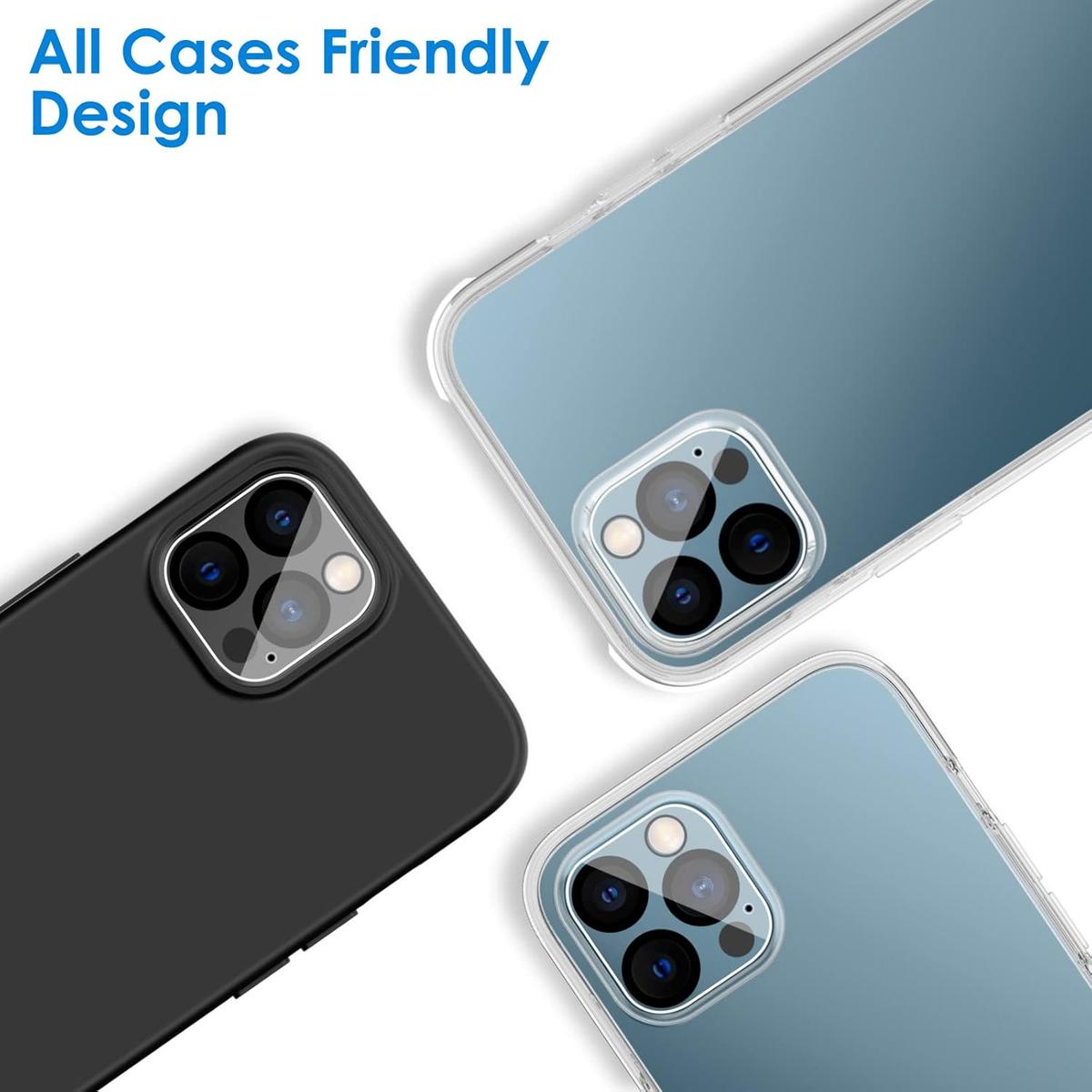 Camera Lens Protector for iPhone 12 Pro / 12 Pro Max . 6.1-Inch, 9H Tempered Glass, HD Clear, Anti-Scratch, Case Friendly, Does Not Affect Night Shots, 3-Pack, photo 2 of 6