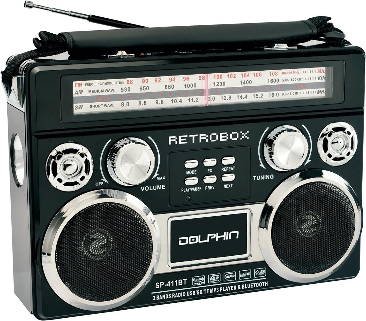 Dolphin Audio Retrobox AM/FM Shortwave World Radio Black One Size