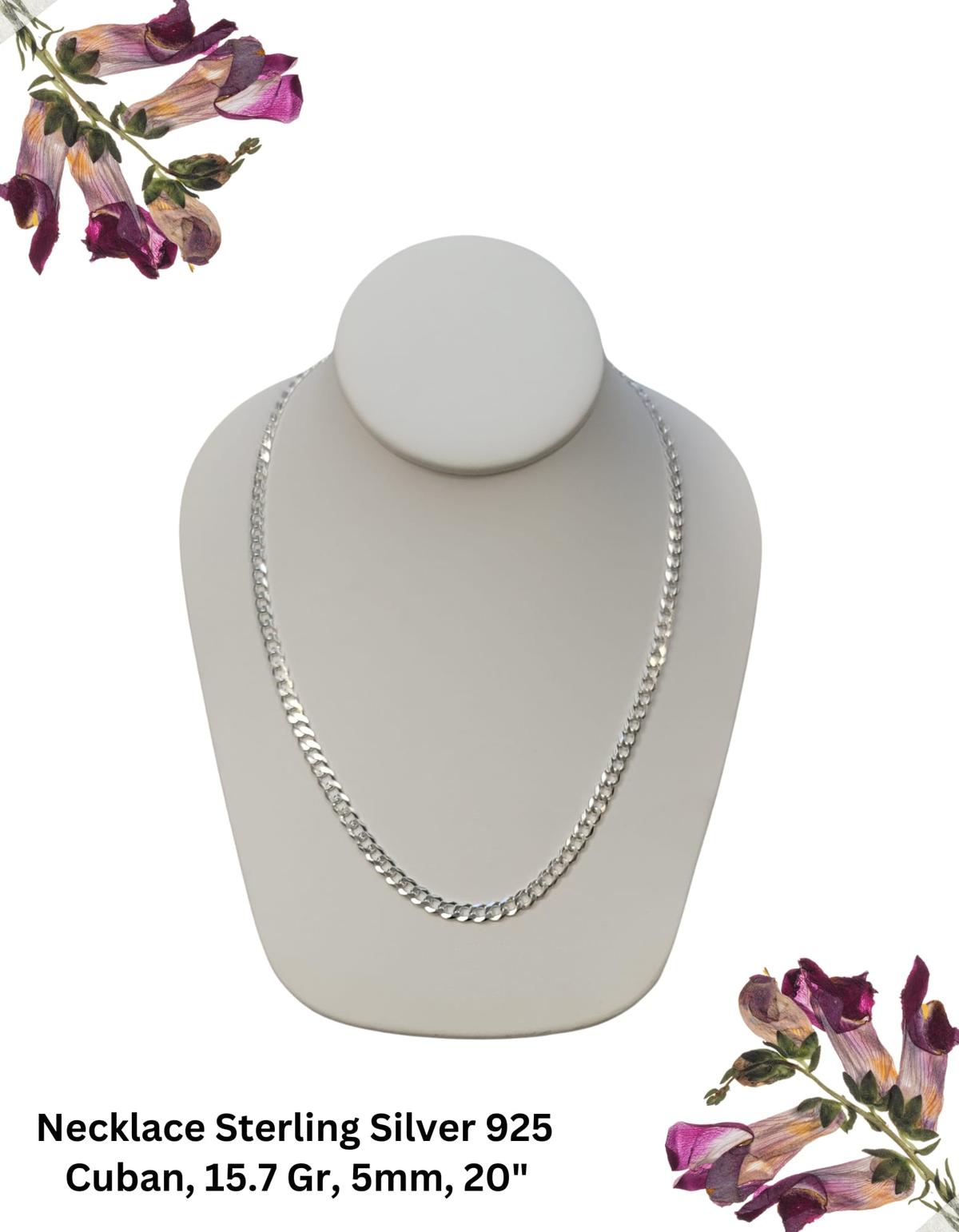 Necklace Sterling Silver 925 Cuban,15.7 Gr, 5mm, 20"