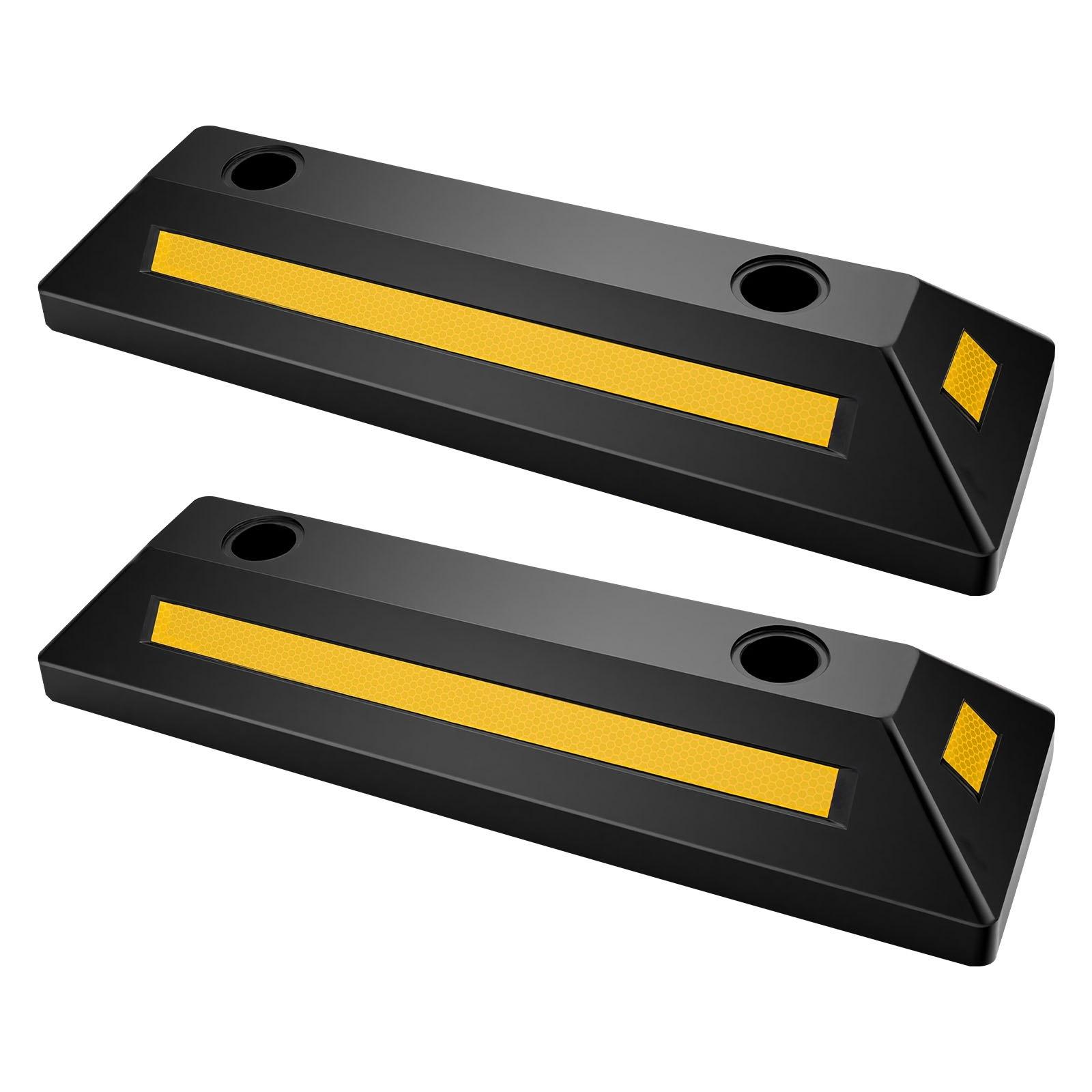 Heavy-Duty Rubber Parking Stopper, 21.6 in, 2-Pack, Black