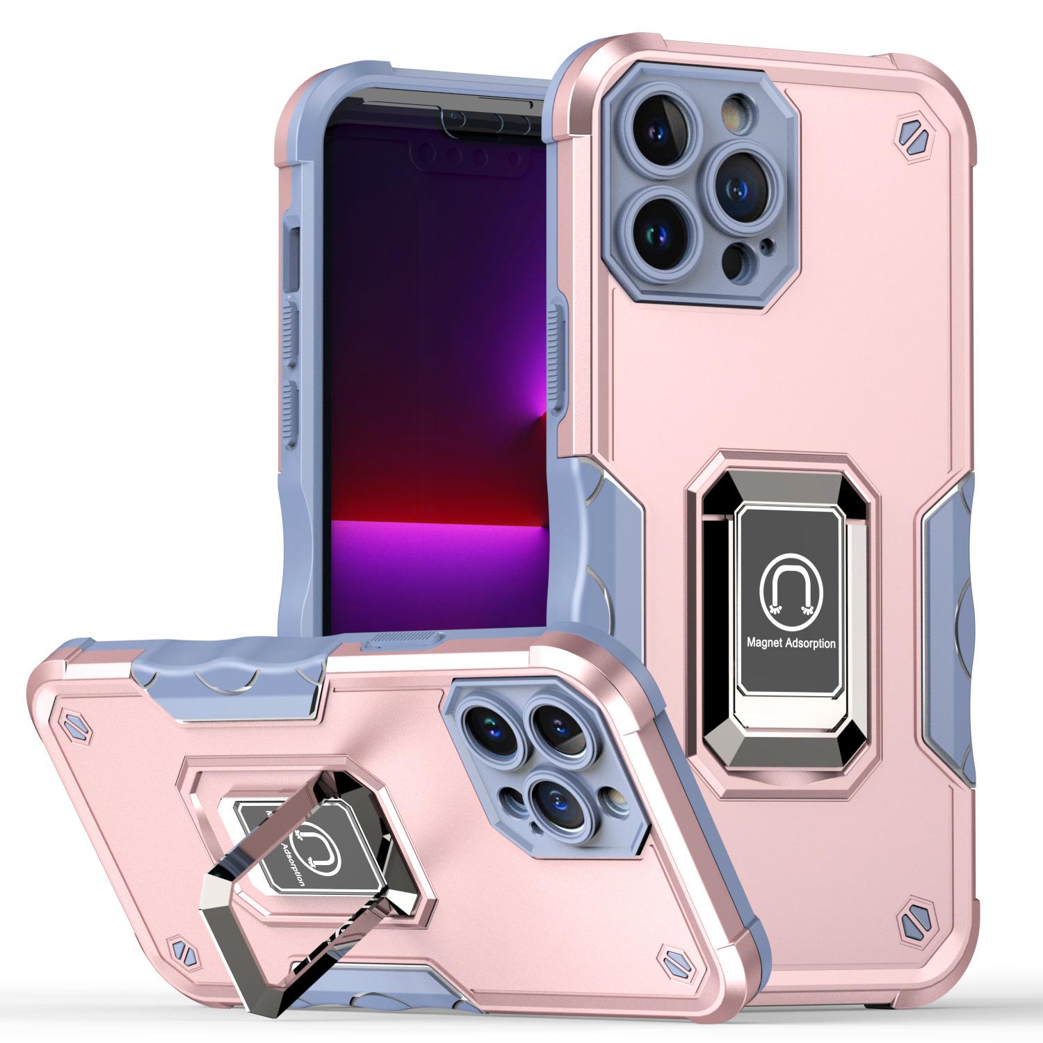 iPhone 15 OPTIMUM Magnetic Ring Stand Hybrid Case Cover - Rose Gold