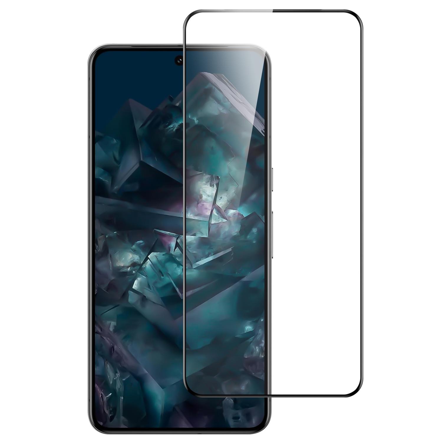 Google Pixel 8 Pro 5G Bulk White Paper Card Package Black edged Tempered Glass (Black)