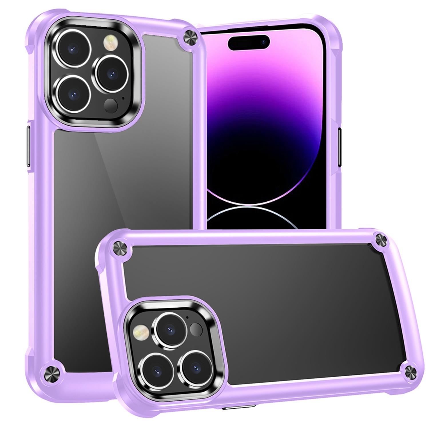 iPhone 15 Ultimate CaseX Transparent Hybrid Case with Metal Buttons And Camera Edges - Light Purple