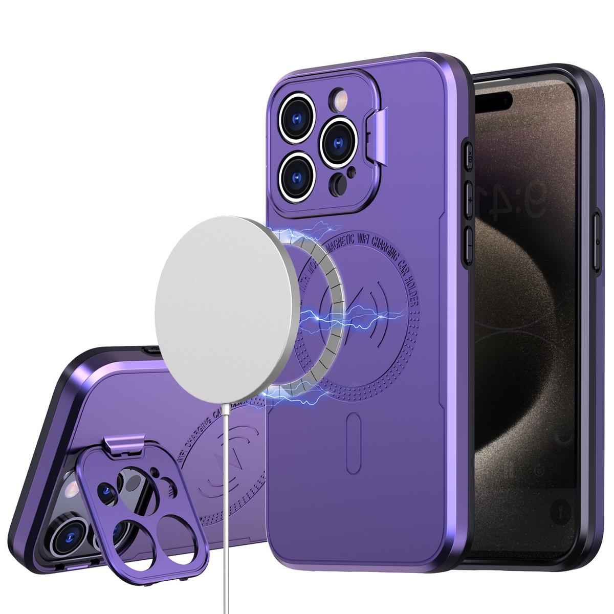 iPhone 15 Magnetic Ring Circle Hybrid Case with Camera Cap, Kickstand & UV Painted Matte Finish, photo 5 of 7