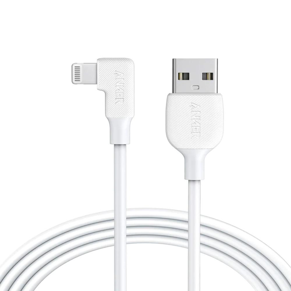 ANKER RIGHT ANGLE 6â€˜ USB-A TO LIGHTNING CONNECTOR - WHITE