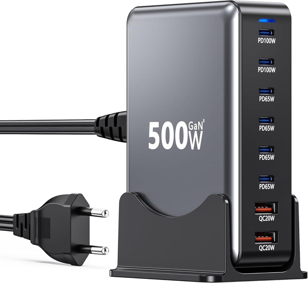 500W GaN 6-Port USB-C and USB-A Fast Charger