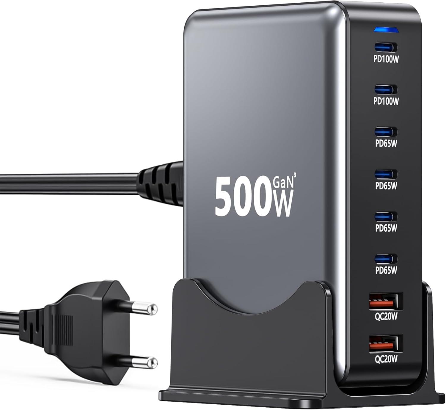 500W GaN 6-Port USB-C and USB-A Fast Charger