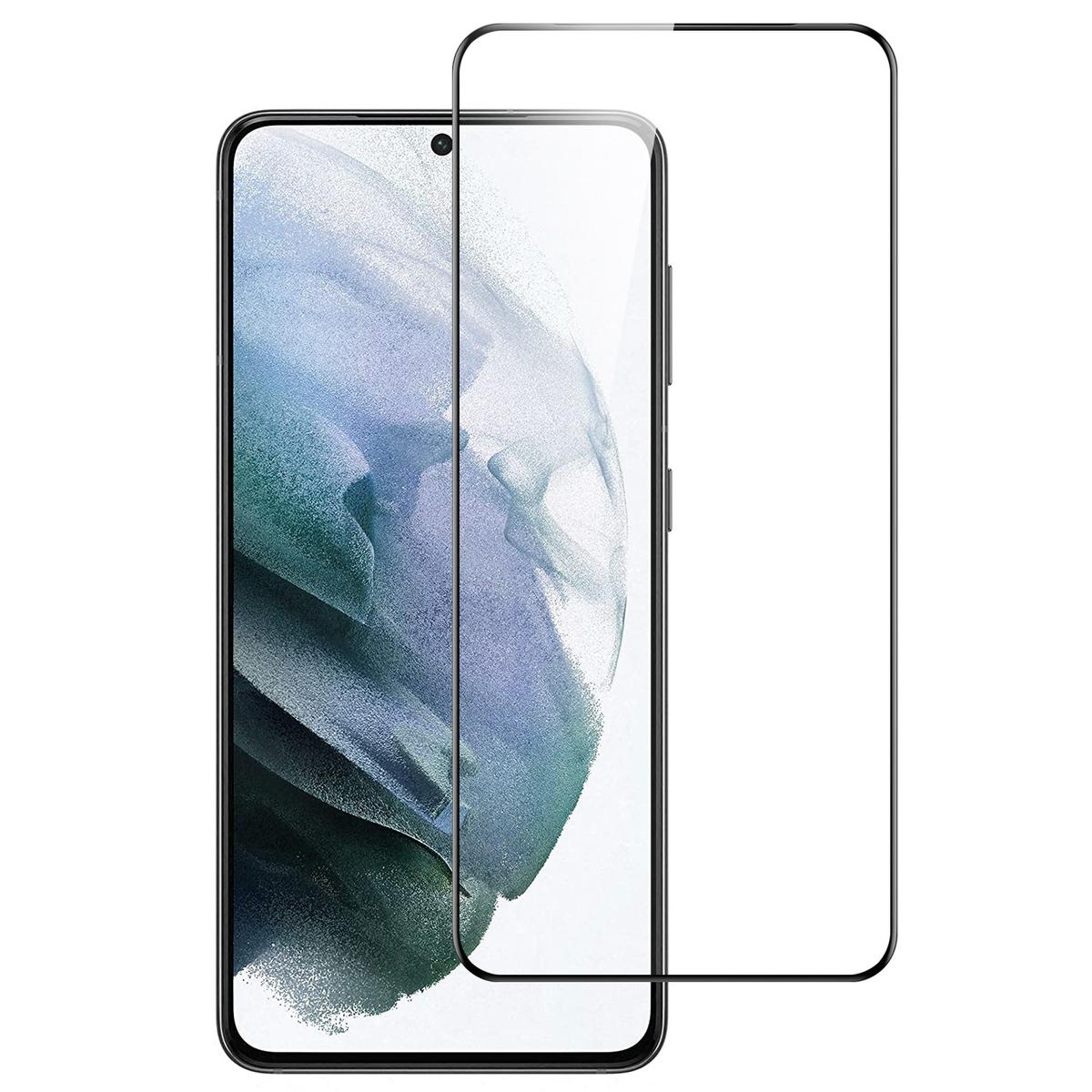 Samsung Galaxy s21 Plus, s30 Plus Bulk White Paper Card Package Black edged Tempered Glass (Black)