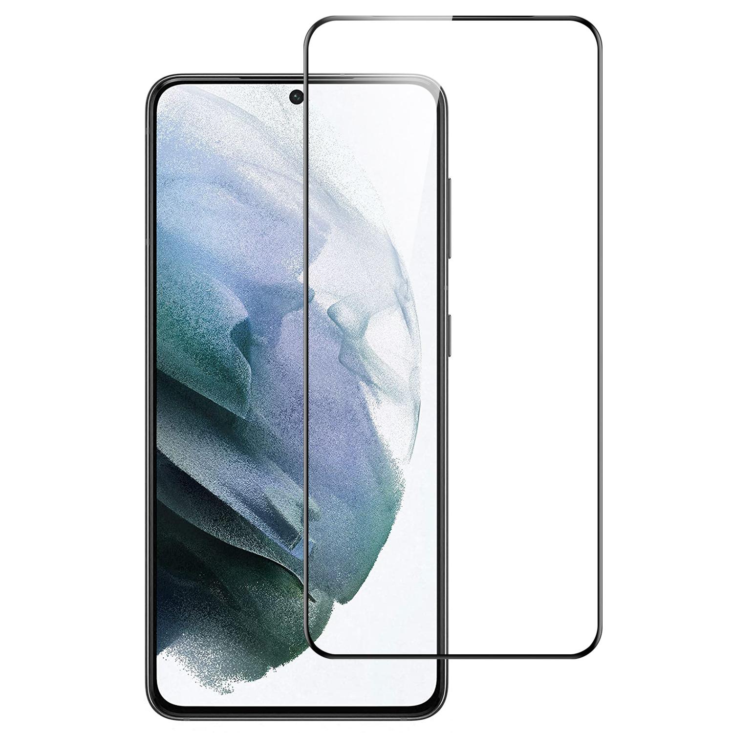 Samsung Galaxy s21 Plus, s30 Plus Bulk White Paper Card Package Black edged Tempered Glass (Black)