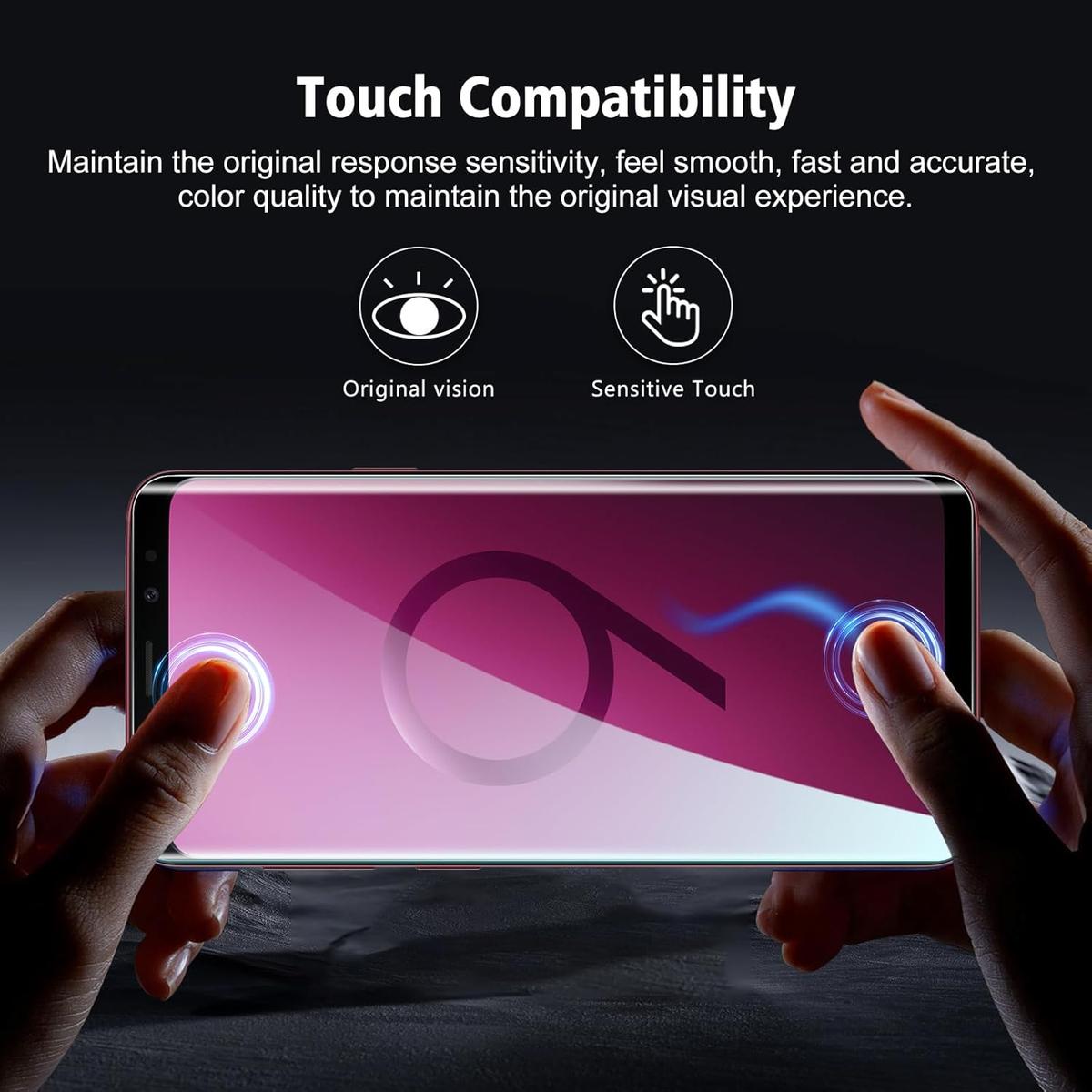 Pack of 3 Samsung Galaxy S9 Tempered Glass Screen Protectors – Case Friendly, HD Clear & Bubble-Free Application, photo 3 of 4