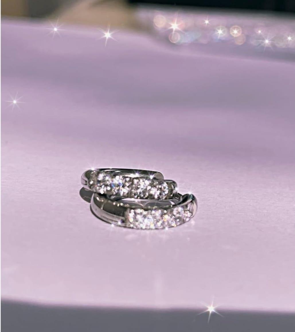 S925 Sterling Silver Moissanite Hoop Earrings, Brilliant Round Cut Lab, photo 3 of 3