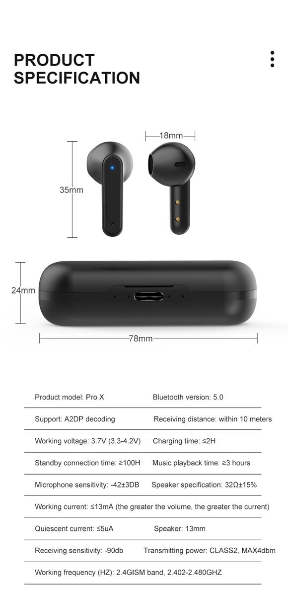 TWS True Wireless Bluetooth Stereo Earbuds with Charging Case-Black, photo 4 of 4