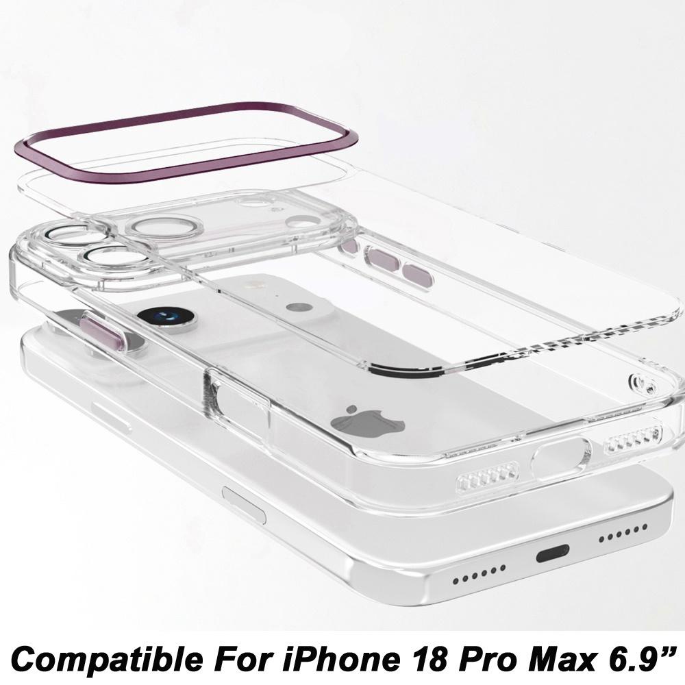Apple iPhone 18 Pro Max Transparent Clear Hybrid with Matching Metal Buttons and Camera Protection case, photo 3 of 3